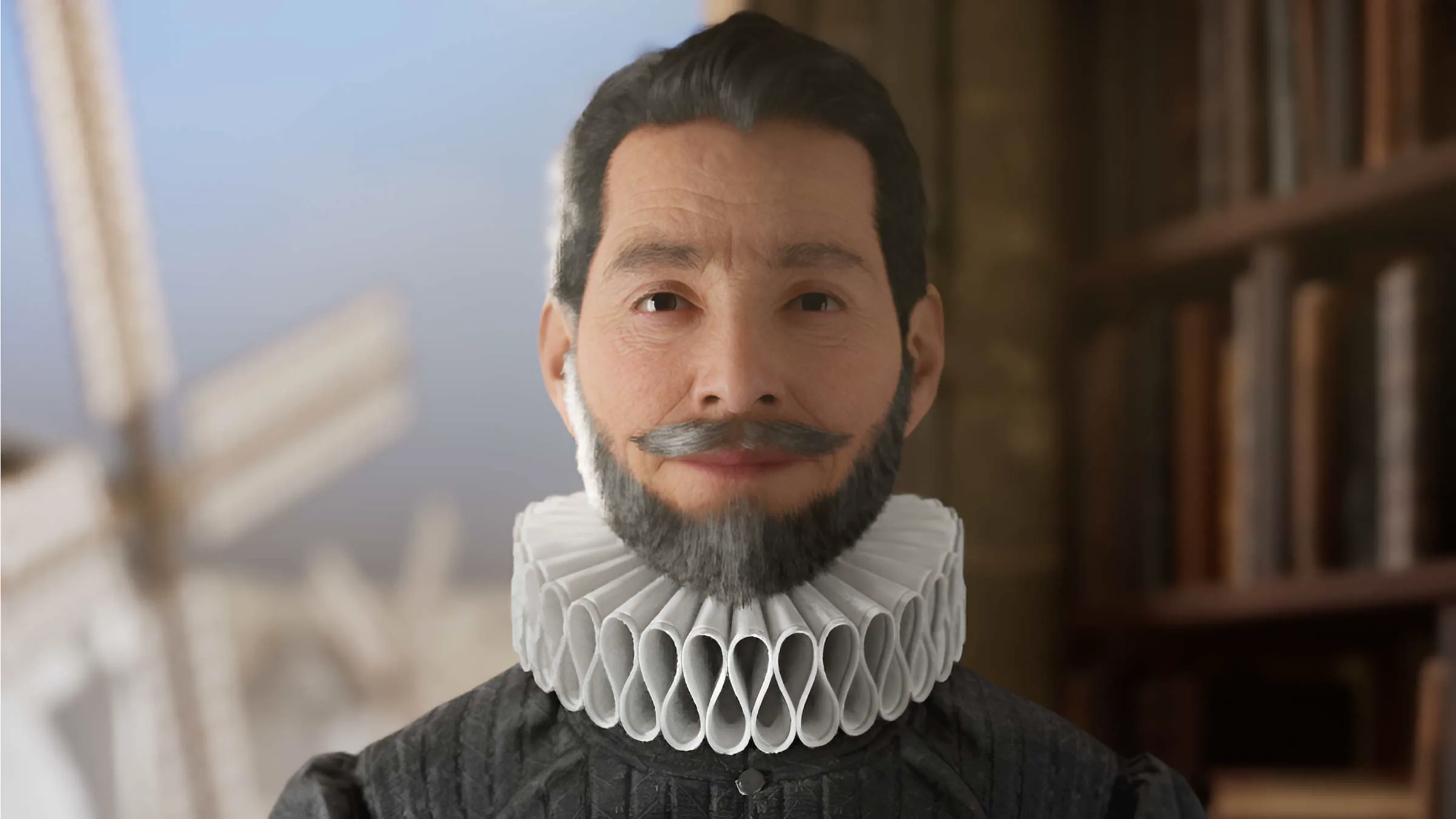 Retrato del avatar de Miguel de Cervantes recreado con IA