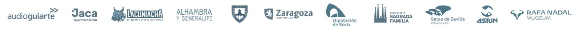 Audioguiarte, Ayuntamiento de Jaca, La Cuniacha, Alhambra y Generalife, Ayuntamiento de Zaragoza, Diputación de Soria, Sagrada Familia, Setas de Sevilla, Astún, Rafa Nadal Museum